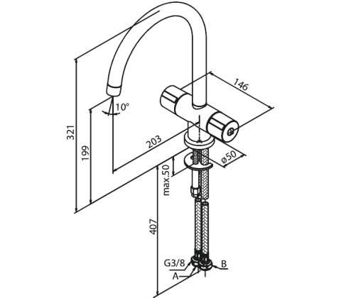 Damixa Titan, forkrommet, 2 grebs